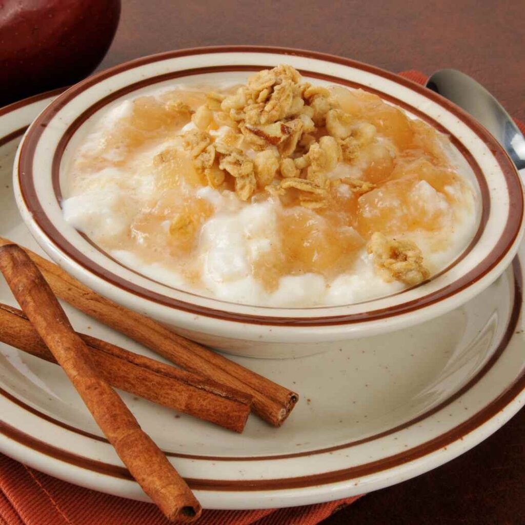 Apfel Zimt Skyr mit Haferflocken, alternativ Sojaskyr